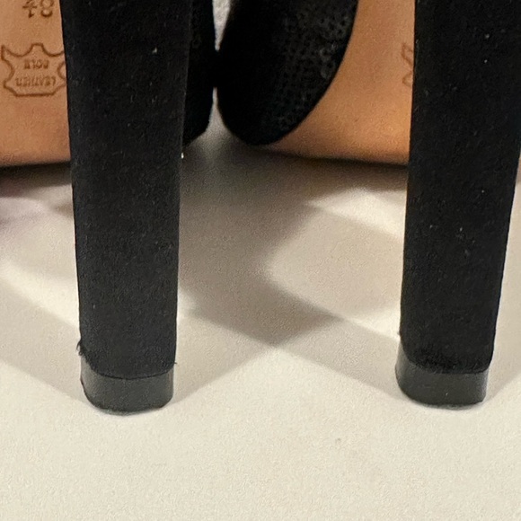 BCBG heels - black sequin slingback platform shoes peep toe size 8.5. Stiletto - Picture 13 of 17